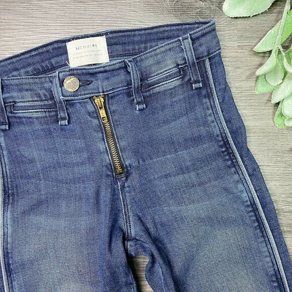 MCGUIRE DENIM | sz 24 Women's Medium Wash Exposed Zipper Gotham Slim Jeans - Picture 4 of 11